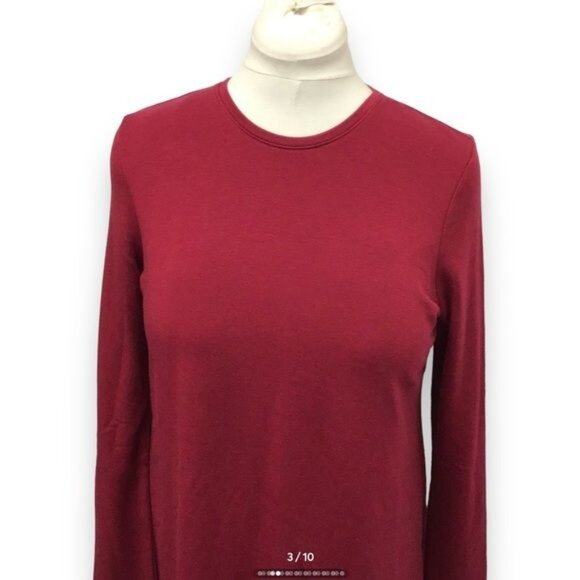 Pure Jill Women’s Long Sleeve Crew Neck Pullover Sweater Tunic, Cranberry - Picture 2 of 9